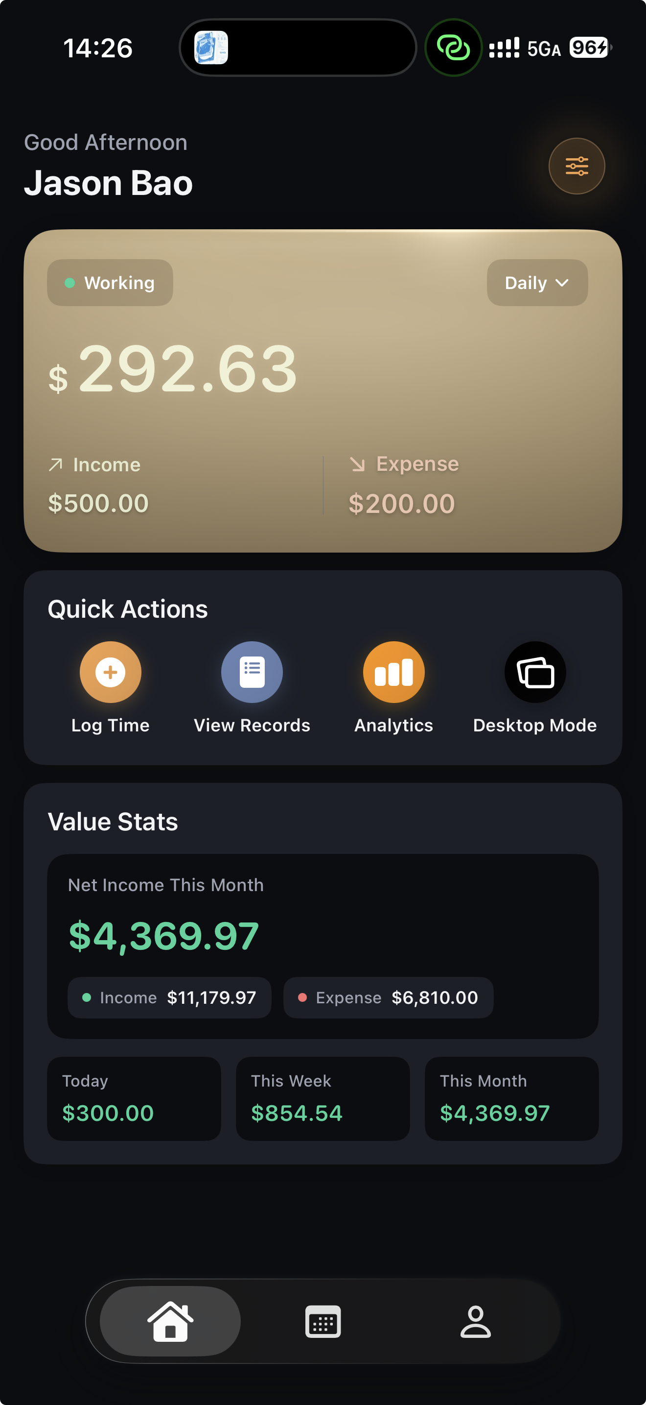 TimeValue app home screen preview